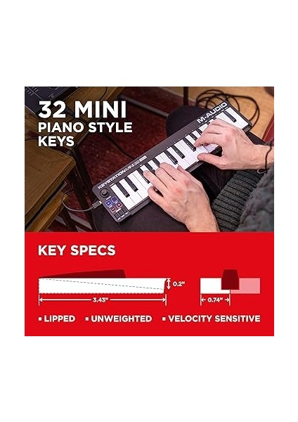 Keystation Mini 32 Mk3 - Protools ile Mobil Müzik Üretimi Için Taşınabilir USB Mıdı Klavye Denetleyicisi - Ilk M-Audio Sürümü modelleri