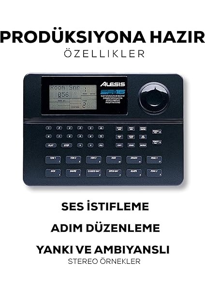 Sr-16 - Stüdyo Kalitesinde Bağımsız Klasik Davul Makinesi, 200+ Ses Kütüphaneli, Performans Odaklı Giriş/çıkışlı ve Dahili Efektli, Siyah indirimleri