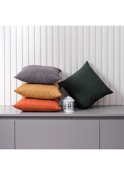 Ölçü Seçenekli 2'li Kırlent Kılıfı Dekoratif Düz Sade Kadife Dokulu Punch Yapılabilir 30X50 cm Kiremit Rengi indirimleri