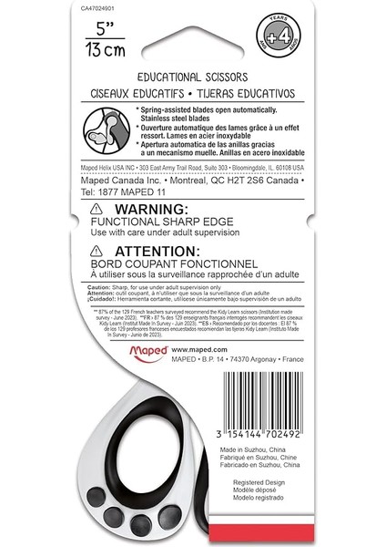 Helix Usa Koopy Spring-Assisted Educational Makas, 5 (470249) By Maped fiyatları