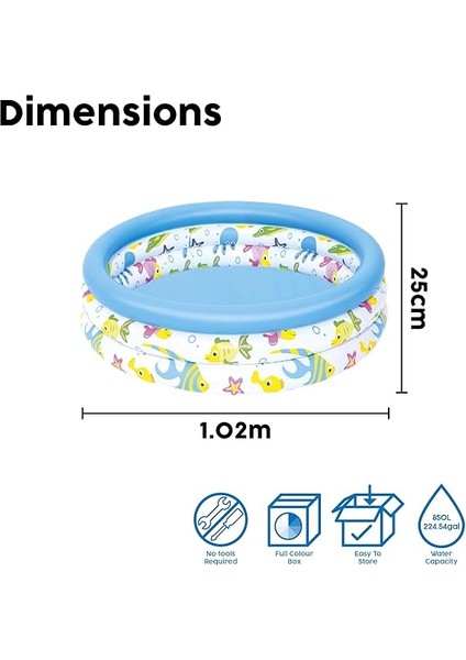 3 Boğum Desenli Çocuk Havuzu, 102CM x 25CM Bestway 51008 modelleri