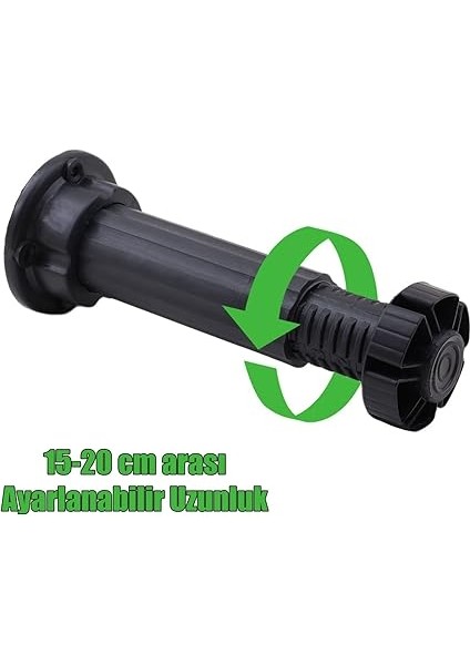 Mobilya Dolap Ünite Tezgah Ayağı Ayarlanabilir 15 cm Siyah Denge Ayak (4 Adet) fırsatları