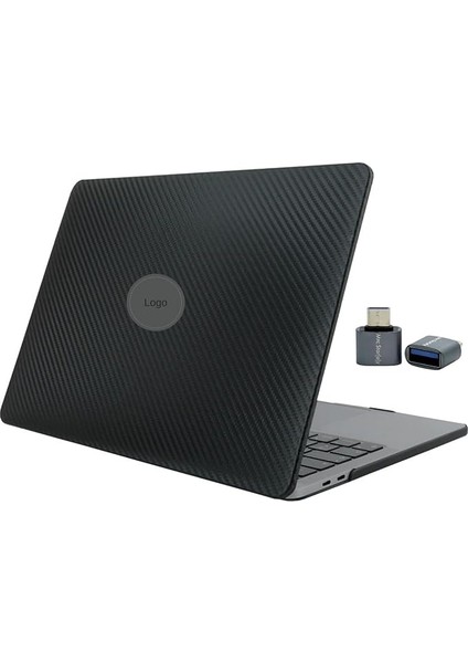 MacBook Air 13 Inç Kılıf M1 Uyumlu Ultra Darbe ve Çiziklerden Koruyan Karbon Fiber Alaşım Dayanıklı Sağlam Premium Duruş A2337 M1 A2179 A1932 Touch Id Siyah