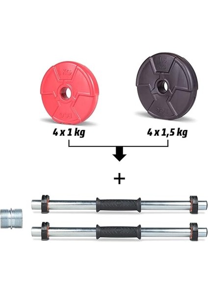 12 kg Multifonksiyonel Kırmızı Siyah Halter Seti ve Dambıl Seti fiyatları