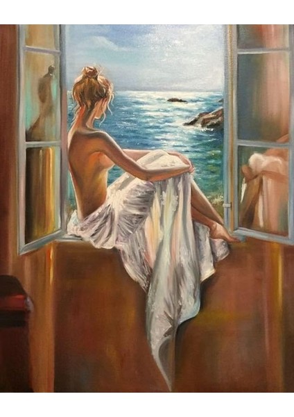 Baskılı Sayılarla Boyama Hobi Seti (Çerçeveli) 40X50 Cm: Pencereden Bakış