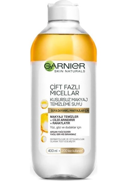 Skin Naturals Çift Fazlı Micellar Kusursuz Makyaj Temizleme Suyu (400 Ml)