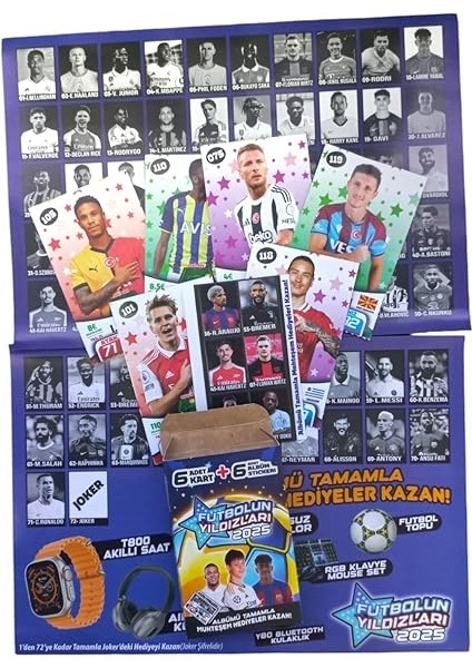 Kutulu Devasa Paket 2025 Sezonu Futbolun Yıldızları Albümü Tamamla Oyun Kartları Toplam 576 Kart fırsatları