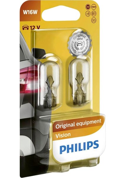 W16W T15 Vision W16W, 12V Orijinal Araç Ampulü, 2'li Paket