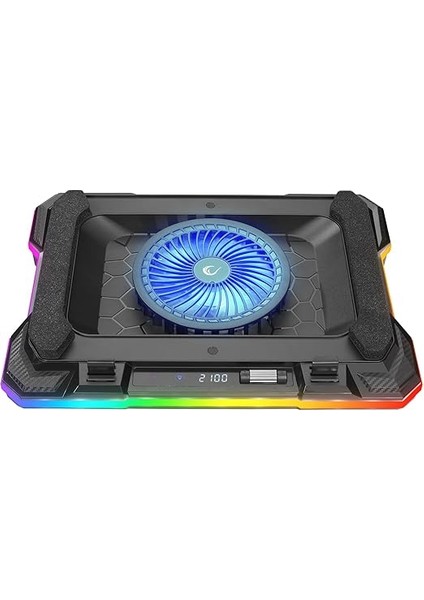 S49 Cyclone Laptop Notebook Soğutucu Stand Rgb Renkli Oyunculara Özel 2 USB Port 140MM Fan 14-19INÇ fiyatları