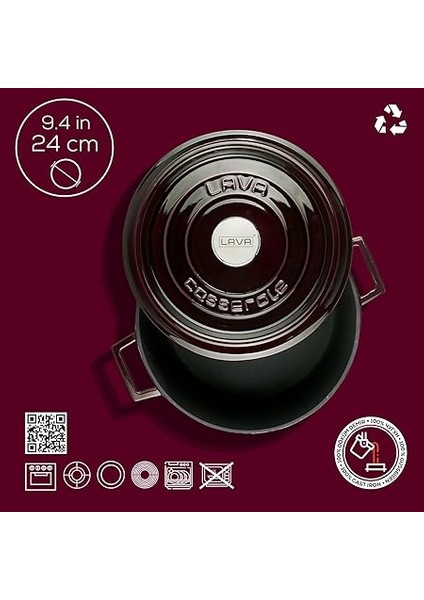 Metal Premium Serisi - Döküm Yuvarlak Tencere, 24 Cm, Majolik Mor indirimleri