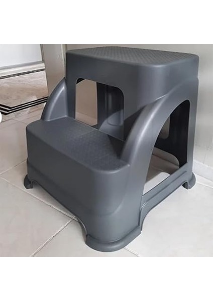 Iki Basamaklı Kaymaz Büyük Boy Tabure - 120 kg Taşıma Kapasiteli - Basamaklı Tabure - Sert Plastik indirimleri