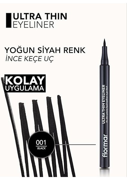 Ultra Thin Keçe Uçlu Mat Kalem Eyeliner 001 Black fırsatları