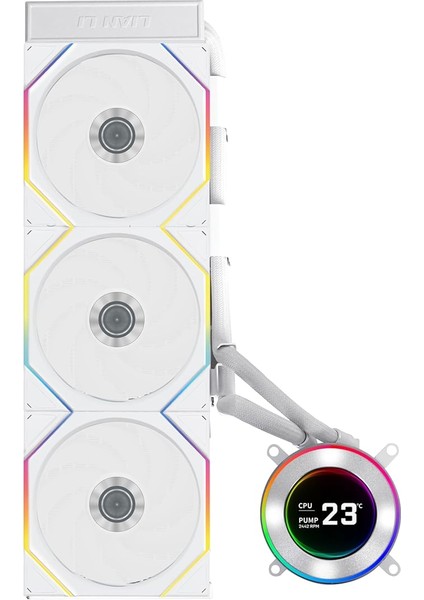 Li Hydroshift Iı 360 Tl Rgb Sıvı Cpu Soğutucu - 360MM Aıo - 3x 120 Rgb Fanlar - 2,1 Inç IPS LCD Ekran - 3 Kontrol Modu - Esnek Boru Kelepçesi - Lga 1851/1700, Amd Am5/am4 - Beyaz (HS2LCD36TW)