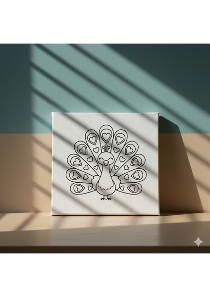 Çocuklar Için Sevimli Hayvan Figürlü Tuval Boyama Seti | Kalpli Kuyruklu Tavus Kuşu Boyama Seti modelleri