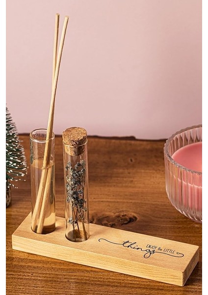 Doğum Günü Hediyesi Mottolu Çiçekli Dekoratif Set - Bambu Oda Kokusu Şişesi