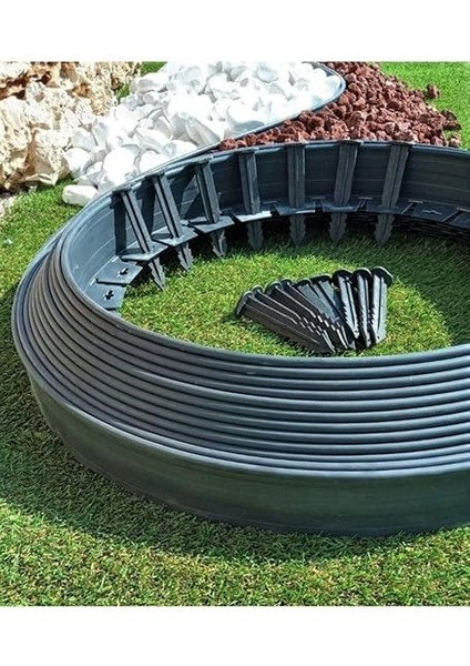 Çim Ayırıcı 25 Metre Siyah Renk Çim Sınırlayıcı Taş Toprak Ayıracı Çim Taş Toprak Bariyeri
