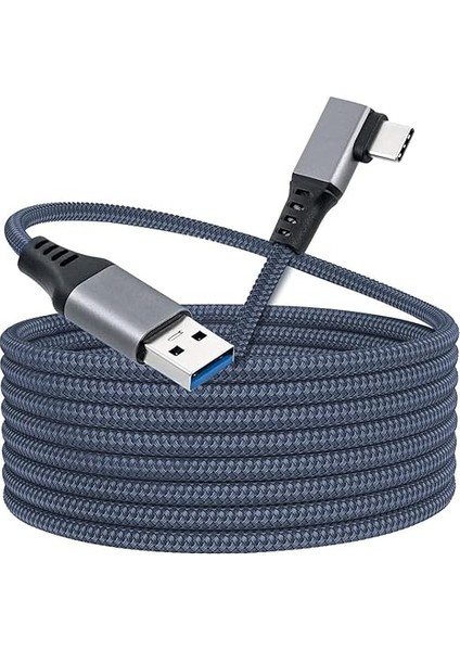 Oculus Quest ile Uyumlu Link Kablosu 6mt, 5gbps USB Hızlı Veri Aktarımı, Hızlı Şarj Usb-C, Quest 2 Uyumlu (Usb To Type-C)