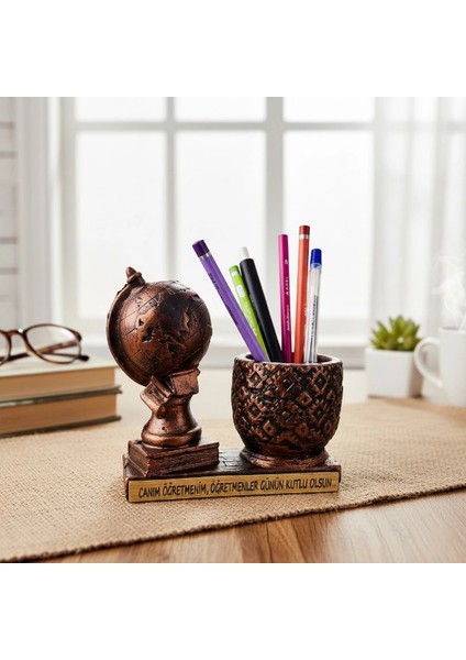 Buğz Dünya Tasarımlı Kalemlik - Öğretmenler Günü Hediyesi