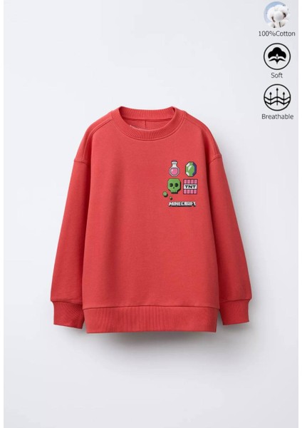 Minecraft Baskılı Unısex Çocuk Sweat