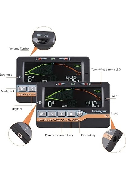 Kromatik Gitar Bas Keman Ukulele Için Gitar Akort Cihazı Renkli Ekran Taşınabilir Gitar Akort Cihazı 6.35MM Fişli Manyetik Klipsli Profesyonel 3'ü 1 Arada Akort Cihazı Siyah 10X6,2X1,5 cm modelleri
