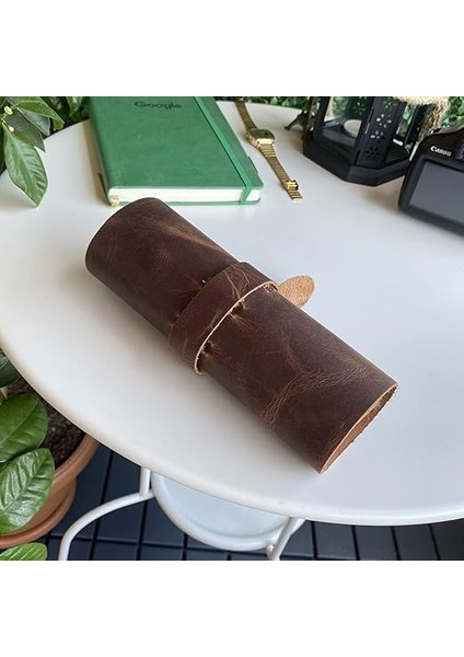 Helsinki - Hakiki Deri Natürel Geniş Tasarım Rulo Kalemlik (Kahverengi) modelleri