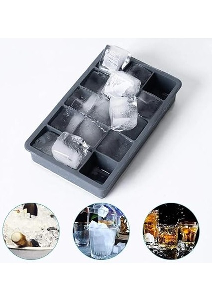 Kare Buz Kalıbı, 15 Bölmeli Çok Amaçlı Buz Küpü Kalıbı, Kolay Serbest Bırakma Özelliği, Kahve ve Ev Yapımı Içecekler Için Ideal Dondurucu Kalıpları (2) fiyatları