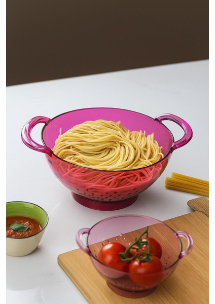 Akrilik Pembe Makarna Süzgeçi & Sebze Meyve Süzgeçi modelleri