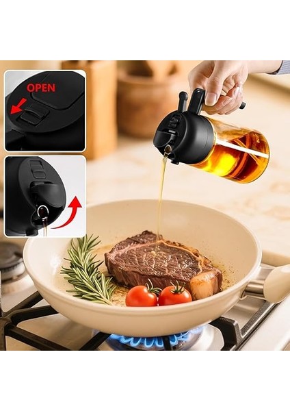 2 Adet Çift Fonksiyonlu Akıtmaz Cam Yağdanlık Sprey Akıtma Ayçiçek Yağı Zeytin Yağı Şişesi Yağlık 450ML fırsatları