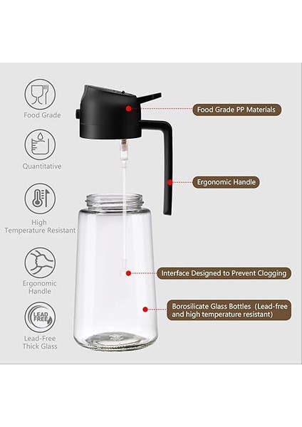 2 Adet Çift Fonksiyonlu Akıtmaz Cam Yağdanlık Sprey Akıtma Ayçiçek Yağı Zeytin Yağı Şişesi Yağlık 450ML indirimleri