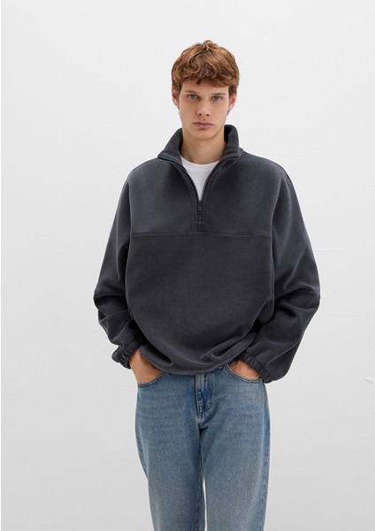 Dik Yaka Antrasit Polar Sweatshirt 0110738-80776 fiyatları