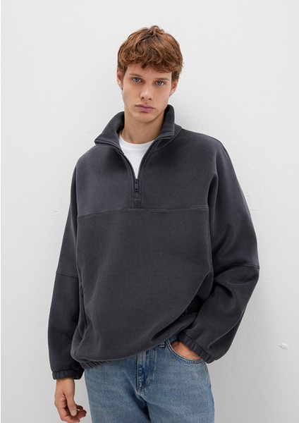 Dik Yaka Antrasit Polar Sweatshirt 0110738-80776 modelleri