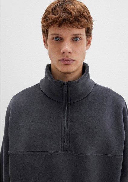 Dik Yaka Antrasit Polar Sweatshirt 0110738-80776