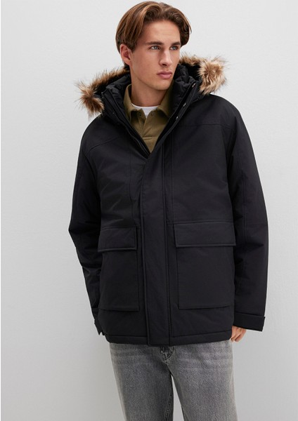 Kapüşonlu Siyah Parka 0110472-900 modelleri
