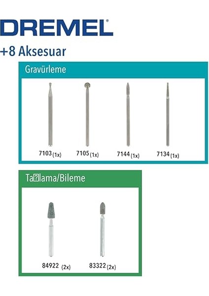 Cam Gravür Seti 8 Parça (Çok Amaçlı Alet Için) fiyatları