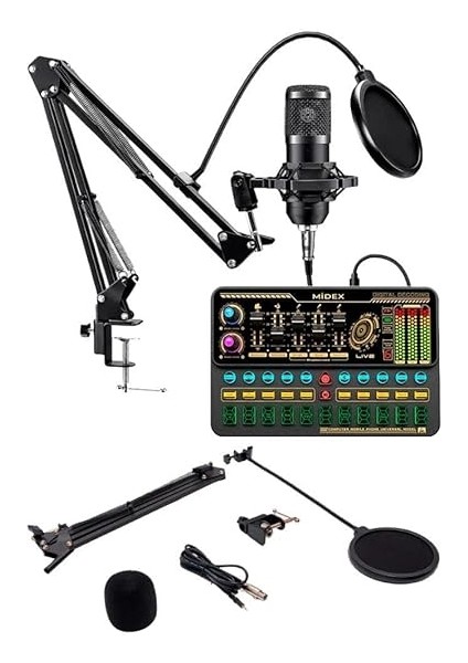 BM800 Live Platinium Set Efektli Ses Kartı Mikrofon Stand Kayıt Canlı Yayın Seti (Pc ve Telefon) fiyatları