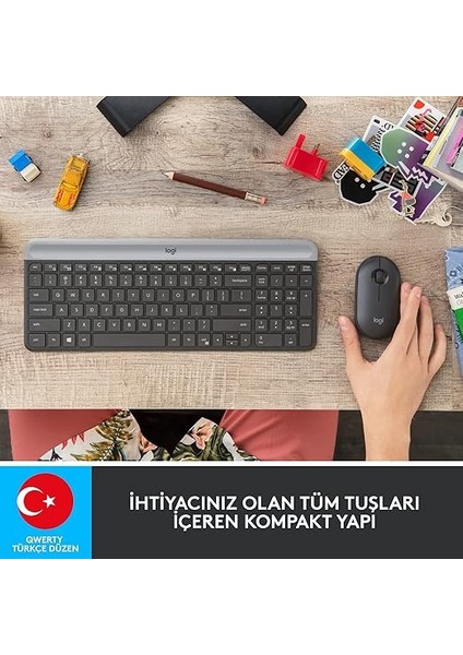 MK470 Slim Combo Kablosuz Klavye Mouse Seti, 12 Fn Kısayolu ile Kompakt Klavye, Sağ ve Sol Elle Kullanılabilir, 10 M Kullanım Mesafesi, Sessiz, Türkçe Q Klavye, Siyah fiyatları