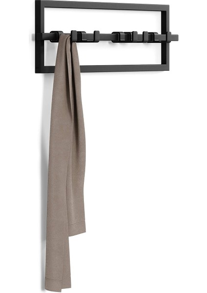 Cubiko Duvara Monte, Modern, Şık, Yer Tasarruflu Askı, Kaban, Eşarp, Cüzdan ve Daha Fazlasını Asmak Için Geri Çekilebilir Kancalı Askı, 5, Siyah