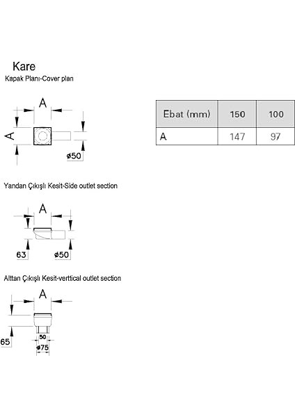 V-Flow Kare 5606975 Duş Kanalı Yandan Çıkışlı Dk 100 Kapak Parlak Altın fırsatları