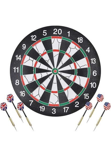 Boy Dart Tahtası Seti 18 Inç Profesyonel Dart Seti + 6 Adet Dart Oku 18GR