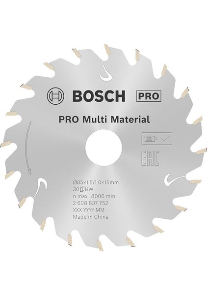 Professional Dairesel Testere Bıçağı, Standart ( 85 x 15 x 1,5 Mm, 30 Dişli, Akülü Daire Testere Aksesuarı)