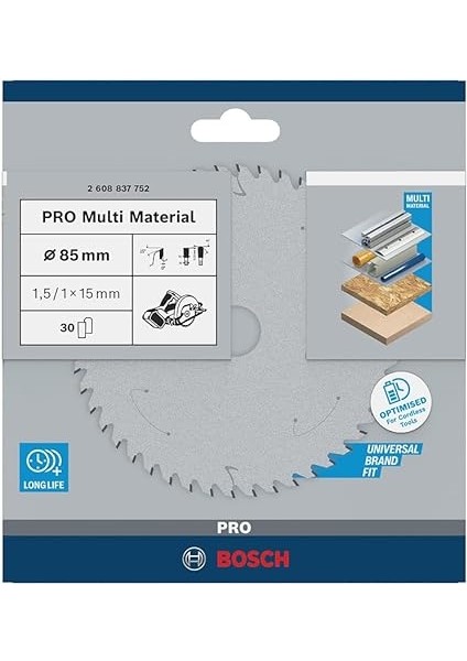 Professional Dairesel Testere Bıçağı, Standart ( 85 x 15 x 1,5 Mm, 30 Dişli, Akülü Daire Testere Aksesuarı) fiyatları