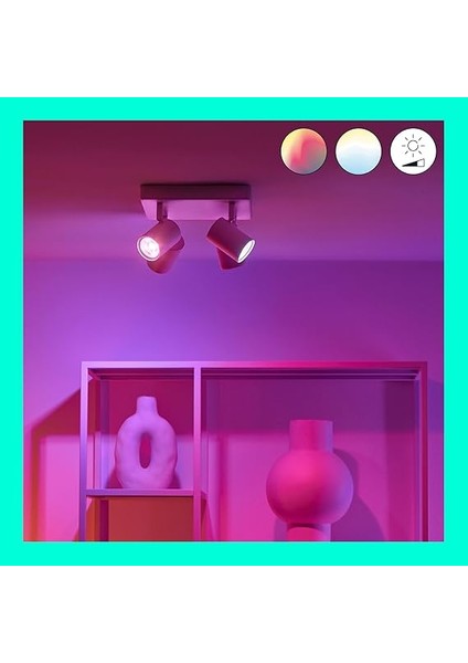 Imageo 4'lü Spot Ayarlanabilir Beyaz ve Renkli, Kısılabilir, 16 Milyon Renk, Wi-Fi Üzerinden Uygulama/ses ile Akıllı Kontrol, Beyaz fiyatları