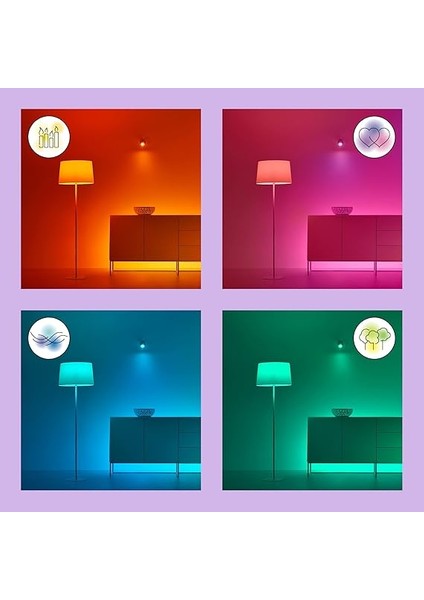 Imageo 4'lü Spot Ayarlanabilir Beyaz ve Renkli, Kısılabilir, 16 Milyon Renk, Wi-Fi Üzerinden Uygulama/ses ile Akıllı Kontrol, Beyaz indirimleri