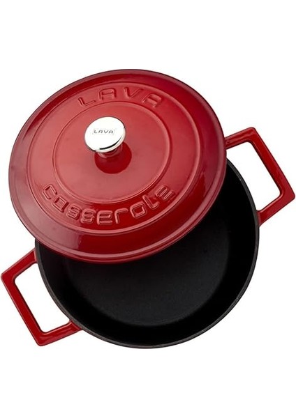 Metal Döküm Yuvarlak Tencere, 22 Cm, Kırmızı modelleri