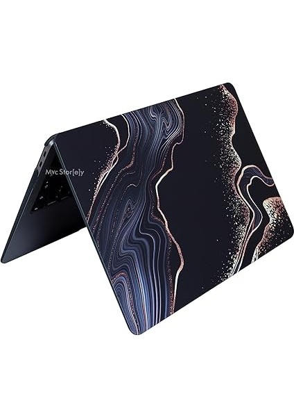 Macbook Air M1 Kılıf 13 Inç Uyumlu Sert Kapak Koruyucu Darbe ve Çizilme Önleyici Uv Lazer Basklı Mermer Desenli Kapak Touchıd M1 Air A2337 A2179 A1932 Siyah modelleri
