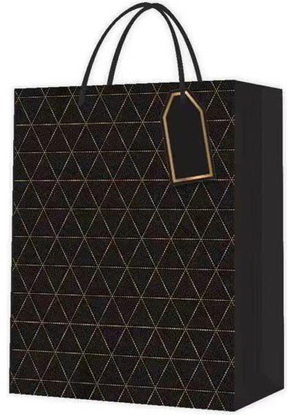 Buğz Desenli Siyah Küçük Karton Çanta