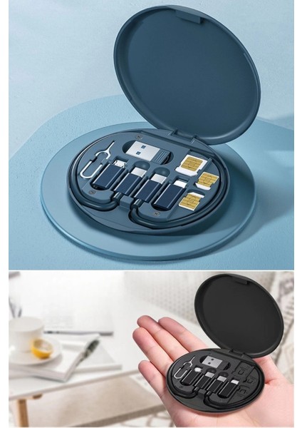 Buğz 60W Destekli Kablo Kutusu Seyahat Kablo Seti 5'i 1 Arada USB Type-C Şarj Kablosu Seti