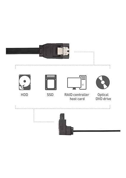 2'li Sata Iıı Kablo 40CM, 6 Gbits, 90° Açılı, 1 Düz ve 1 90 Derece Açılı, Orjinal fiyatları