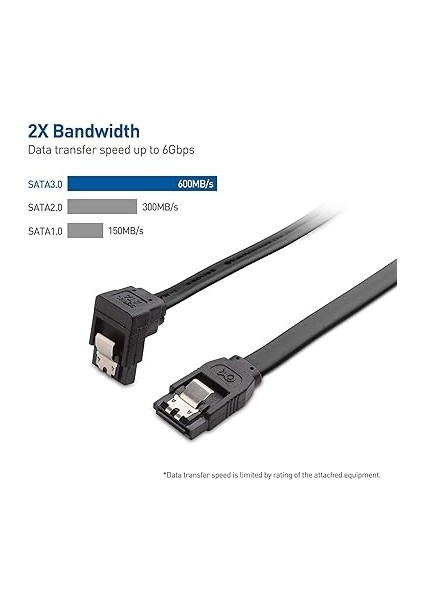 2'li Sata Iıı Kablo 40CM, 6 Gbits, 90° Açılı, 1 Düz ve 1 90 Derece Açılı, Orjinal modelleri