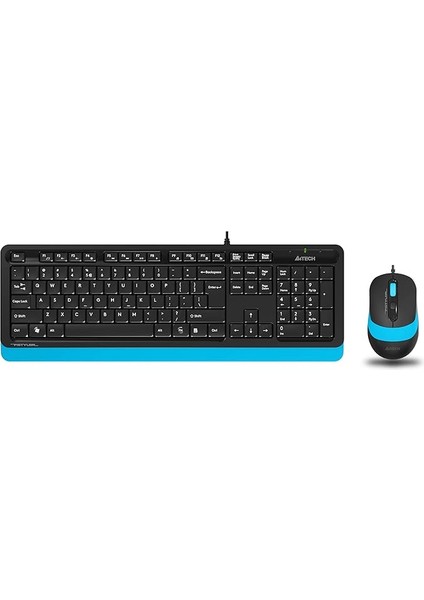 Tech F1010 Q USB Türkçe Fn-Multimedya Klavye+Optik 1600DPI Siyah/mavi Mouse Set